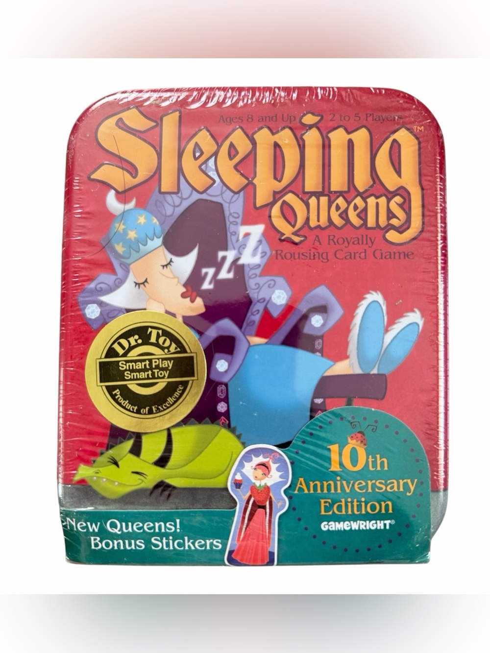 New Sleeping Queens 10th Anniversary Tin w/ Bonus Stickers Gamewright Board Game